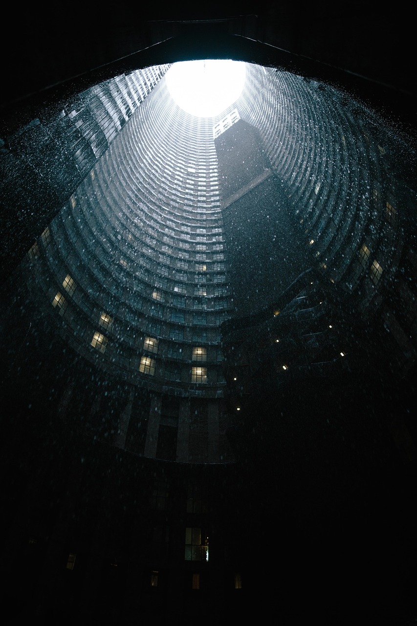 architecture, building, infrastructure, skyscraper, tower, dark, rain, nature, black rain, black building